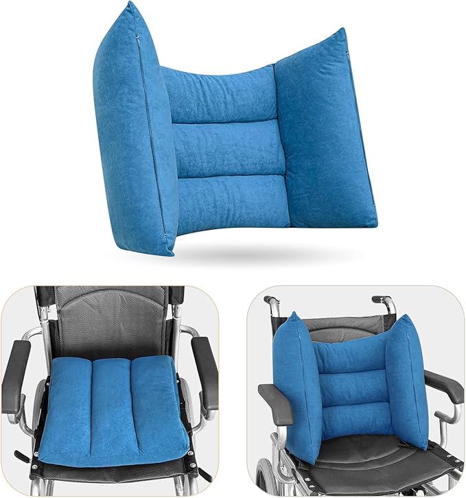 Wheelchair Cushion for Pressure Relief Lateral Support for Wheelchair Seniors Back Support Cushion Improve Sitting Posture, So That The Elderly Sit in The Wheelchair More Comfortable