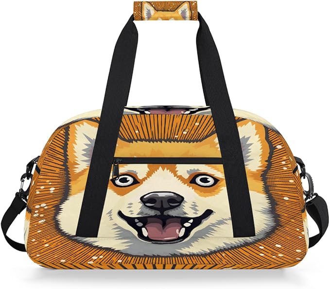 Travel Duffle Bag for travel duffle bag sports Girls Boys Kids Animal Dog Yellow Lightweight Overnight Sleepover Weekender Bags Small Dance Gym Sport Bag Teens Carry-On Size Workout Bag