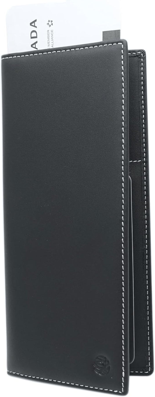Genuine Leather RFID Blocking Long Passport Holder Passport Cover (Grey)