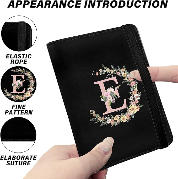 Cute Passport Holder and Holder Combo Passport Cover with RFID Blocking Women Men Compatible Wallet Credit Card Protector (Balck-E)