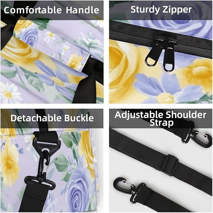 Kids Duffle Bag Girls Boys Spring Summer Rose Flowers On Purple Weekender Overnight Bag,Lightweight Duffel Bags for Traveling Gym Sport Dance