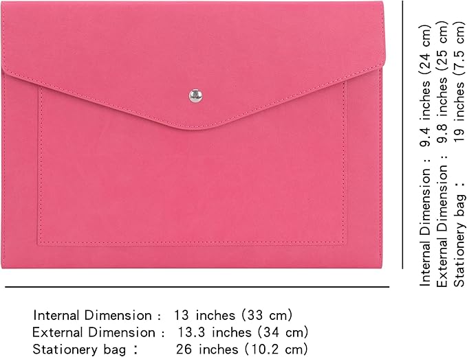 Wason Expanding A4 Document File PU Leather Envelope Case Holder-Large Size Pockets for Paper Bills Stationery Tablet and PC, Work Study Traveling (Plum red)