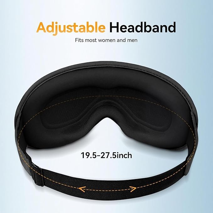 Blackout Weighted Eye Mask for Sleeping: 3D Contoured Gentle-Pressure Sleep Mask for Men & Women - Airplane Travel & Night Shift Essentials, Zero Eye Pressure, Breathable Blindfold, Black