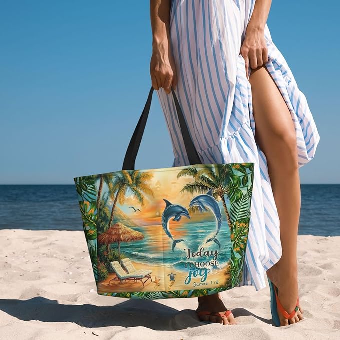 Large Beach Tote Bag Beach Bag Waterproof Sandproof Lightweight Women Tote