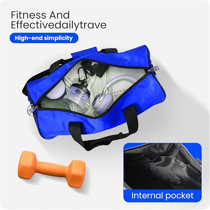 C&F BOGMOST Small Gym Bag for Women & Men,Small Lightweight Duffel Bag Carry On Bags Mini Duffel Travel Bag Waterproof Sports Bags for Workout/Sport/Travel, Blue,Medium