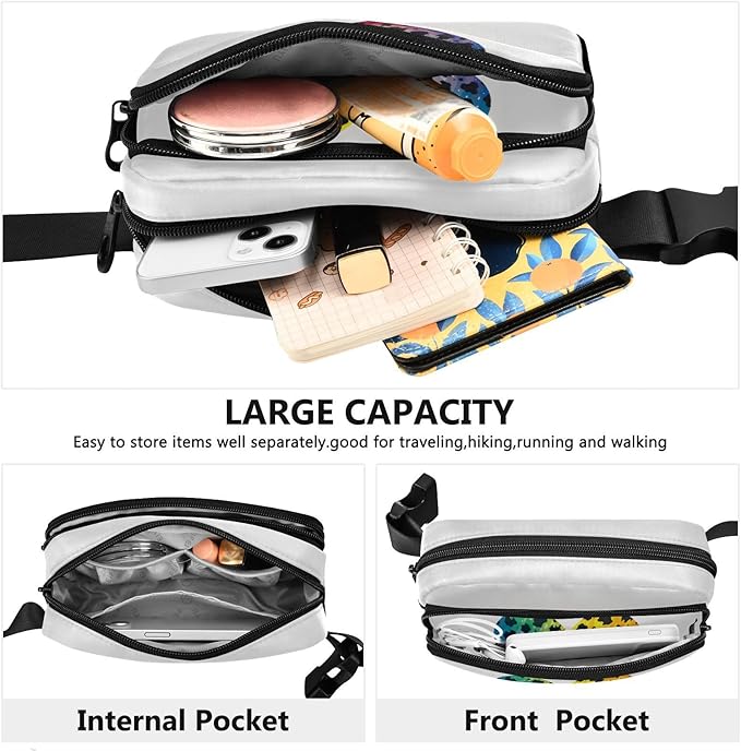 Rainbow Heart Leopard Fanny Pack for Women Men Water Resistant Fashion Waist Packs with Adjustable Strap Belt Bag for Travel Workout Jogging Hiking 21217839