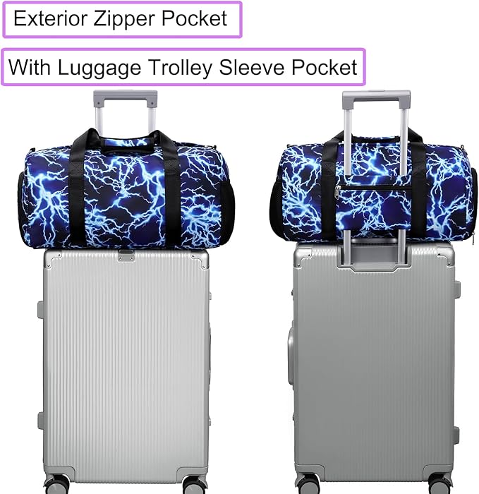 Duffle Bag for Boys Sport Gym Bag with Wet Pocket Shoes Compartment Soccer Bags Duffel Bag for Teen Boys Lightning Travel Bag Dance Bag