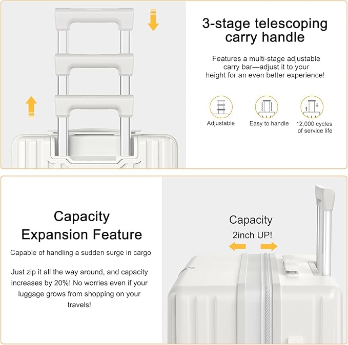 24 Inch Medium Luggage with Spinner Wheels & TSA Approved Lock, 24" Lightweight Expandable Luggage Hard Shell PC Scratchproof,Medium Hardside Checked Suitcase for Travel