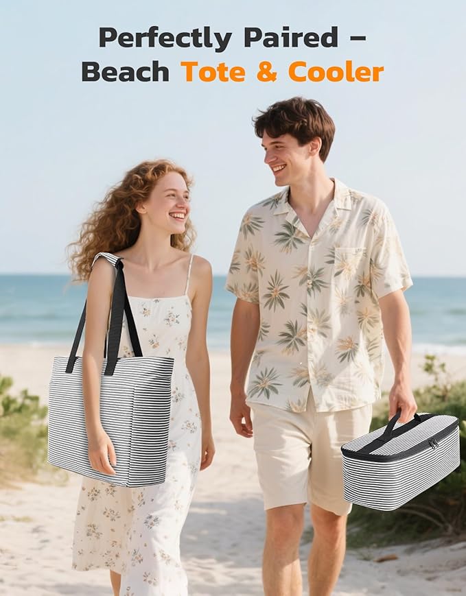 Beach Bag with Cooler, Extra Large Insulated Beach Tote for Women, Waterproof Sandproof Pool Picnic Travel Bag