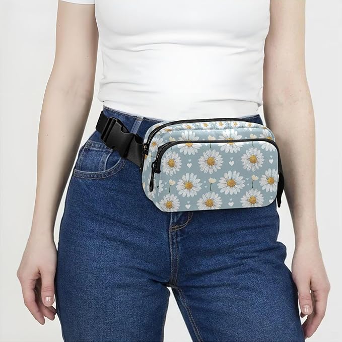 Daisy Hearts Fanny Pack for Women Men Water Resistant Fashion Waist Packs with Adjustable Strap Belt Bag for Travel Workout Jogging Hiking 21218856