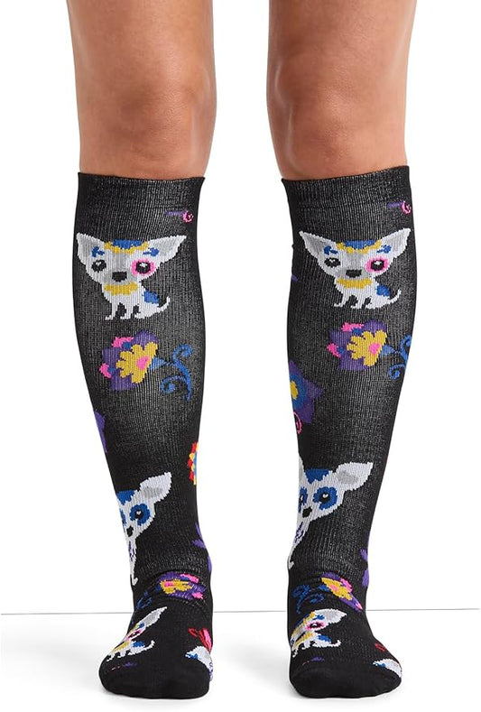 Cherokee Women's 10-15mmHg Compression Socks – Fun Print Knee Highs with Light Support, Soft Feel - PRINTSUPPORT