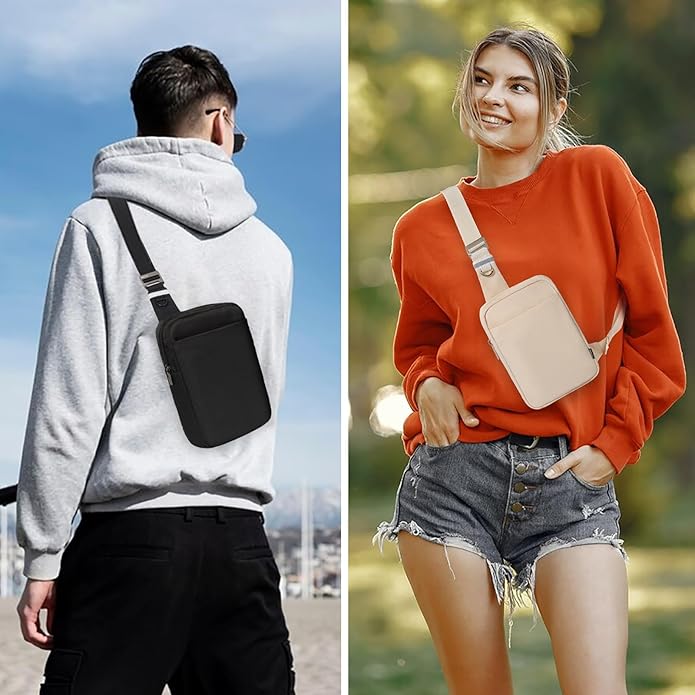 Small Sling Bag for Men and Women with RFID Pocket, Anti Theft Crossbody Chest Bag Casual Travel Bag for Hiking