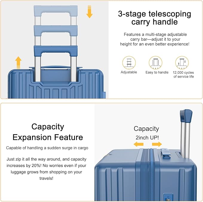 24 Inch Medium Luggage with Spinner Wheels & TSA Approved Lock, 24" Lightweight Expandable Luggage Hard Shell PC Scratchproof,Medium Hardside Checked Suitcase for Travel