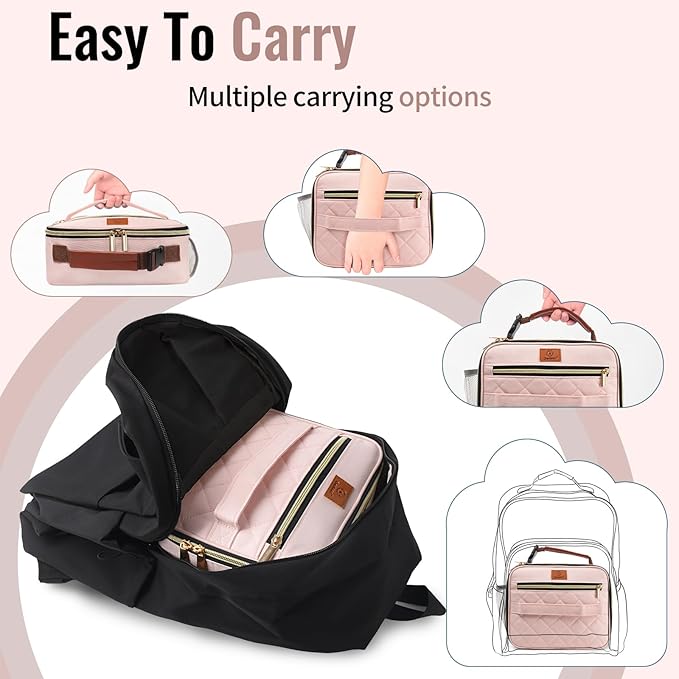 Genteen Lunch Box for Kids Girls - Insulated LunchBox Reusable, Zip Closure & Buckle Handle, Portable Cooler for Work, School, Travel (Pink)