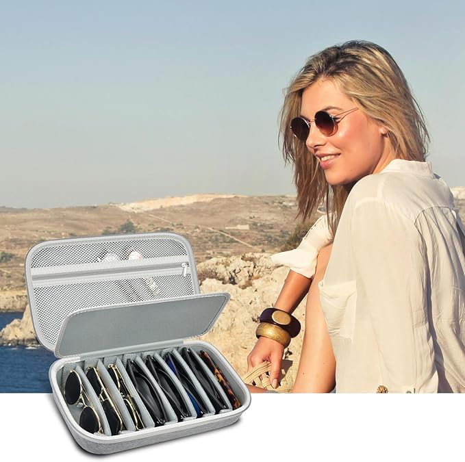 Travel Sunglass Organizer Case for 8 Pairs Polarized Sunglasses, Storage Box for Multi-style Dressers (Bag Only)