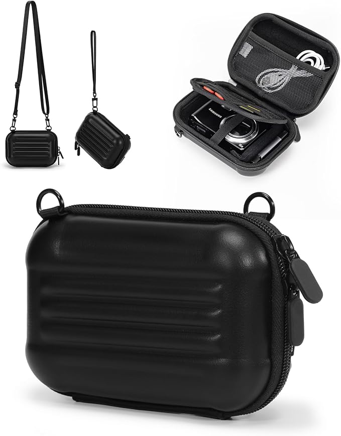 Cwatcun Carrying & Protective Case for Digital Camera with 2 Carrying Ways, Hardshell Lightweight Small Camera Sling Case Compatible with KODAK PIXPRO/Canon PowerShot/Sony DSCW800 DSCW830