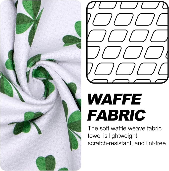 Magnetic Golf Towel, Microfiber Waffle Design with Clip - Industrial Strength Magnet for Strong Hold to Golf Bags, Carts Clubs (Lucky Clover)