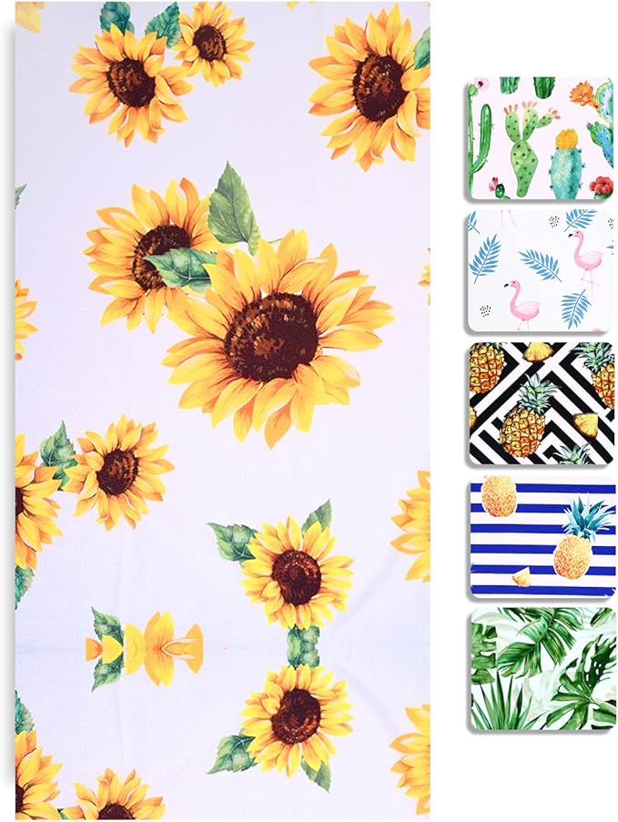 LIVILAN Microfiber Sunflower Floral Beach Towel for Women Girls Adults, 30”X60” Oversized Lightweight Pool Swim Bath Shower Towel, Thin Quick Dry Sand Proof Beach Towel Clearance Sunflower Gifts