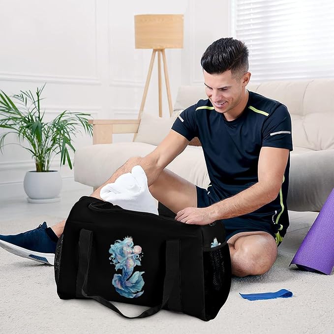 Magical Mermaid Duffle Bag Gym Bag for Workout Travel Tote with Detachable Straps