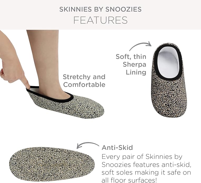 Snoozies Cozy Womens Slipper Socks with Grips Plaid Lines Sherpa-Lined Non-Slip House Slippers