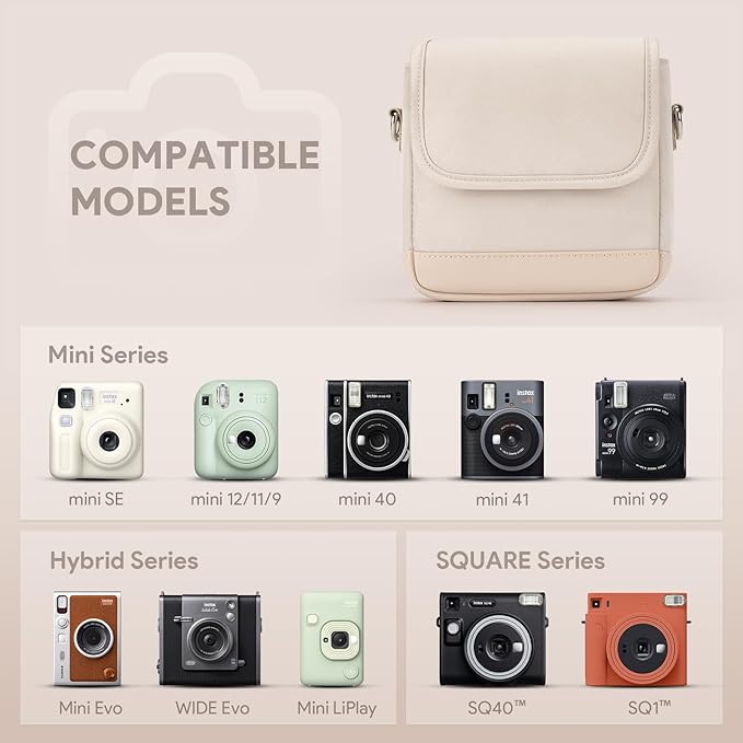 Instax Camera Case Protective Case Compatible with Mini 12/11/40/40/99/EVO/Square SQ40/1,Diy Instax Case with Adjustable Shoulder