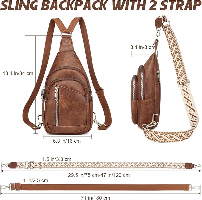 MYHOZEE Small Diaper Bag Crossbody Sling Purse for Women - 2 in 1 Leather Backpack with 2 Straps for Short Trips Work Daily | Mini diaper bag, Instant Wipes pocket, Adjustable Straps, Credit card slot, Moms and dads, Reusable Wipe pouchs