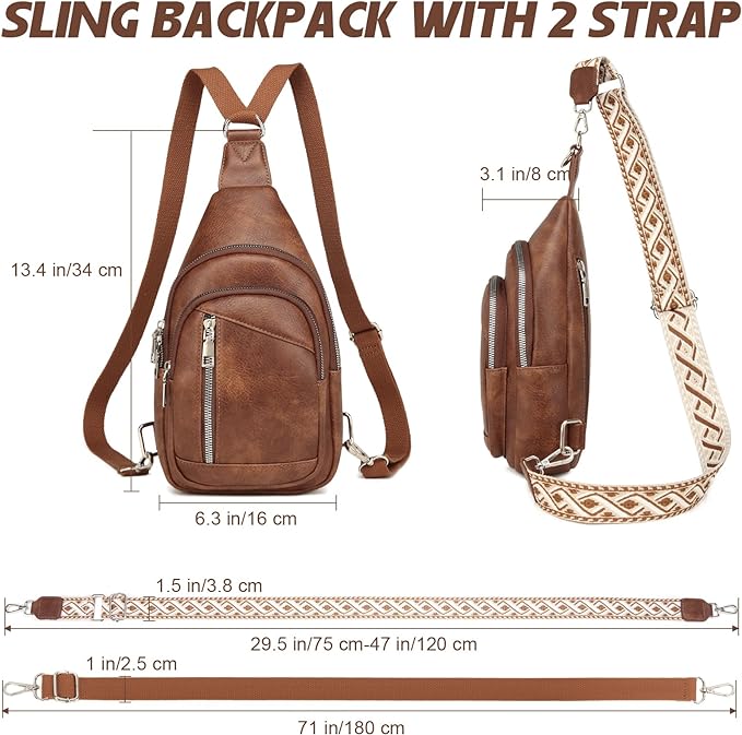 MYHOZEE Small Diaper Bag Crossbody Sling Purse for Women - 2 in 1 Leather Backpack with 2 Straps for Short Trips Work Daily | Mini diaper bag, Instant Wipes pocket, Adjustable Straps, Credit card slot, Moms and dads, Reusable Wipe pouchs