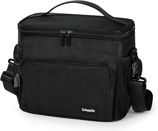 Gloppie Flight Crew Lunch Bag with Luggage Trolley Sleeve - Professional Insulated Cooler Bag for Flight Attendants & Pilots, Leakproof Lunch Box with Reinforced Structure for Travel & Work, Black