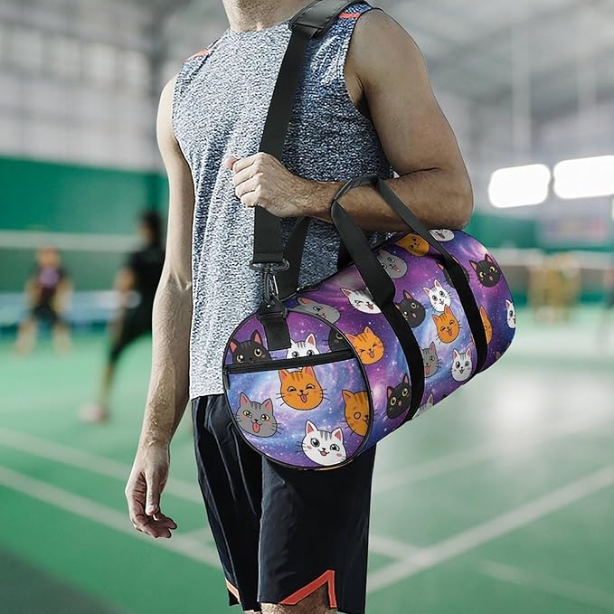 Foldable Gym Travel Bag Cute Cats Animals Overnight Weekender Travel Bag Dance Sports Gymnastics Bags Unisex Overnight Bags