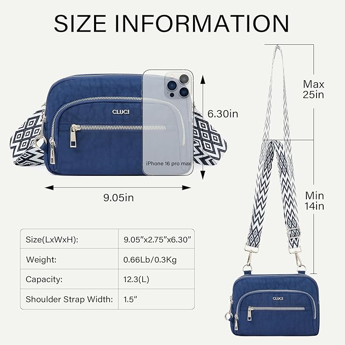 CLUCI Crossbody Bags for Women Travel,Travel Bags for Women,Travel Purses Anti Theft Crossbody,Convertible Belt Bag RFID