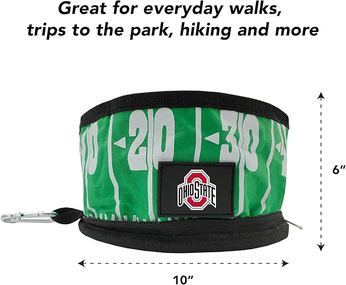 Pets First NCAA Ohio State Buckeyes Collapsible Dog Travel Bowl Set, 2 Pack Food & Water Bowls for Dogs, Best Portable & Lightweight Leak-Proof Dog Bowls for Travel