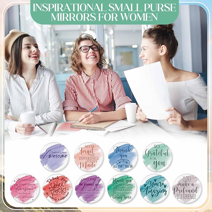 20 Pcs Employee Appreciation Gifts For Women Inspirational Canvas Makeup Bags Portable Compact Mirror Bulk Cosmetic Bags Thank You Gifts for Social Worker Coworkers (Recognition,Pastel)