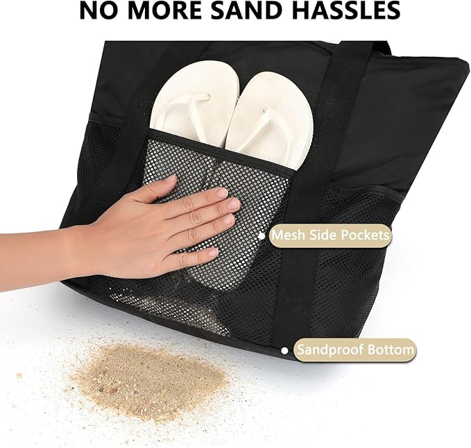 Mesh Beach Bag for Women, Casual Hobo Bags Large Beach Tote for Pool Travel Cruise Vacation Essentials