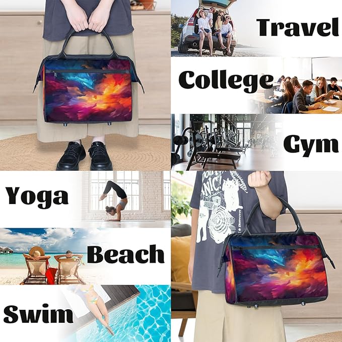 Nebula Overnight Weekender Bag for Women Men Travel Duffel Bags Waterproof Luggage Carry on Sports Yoga Gym Bag