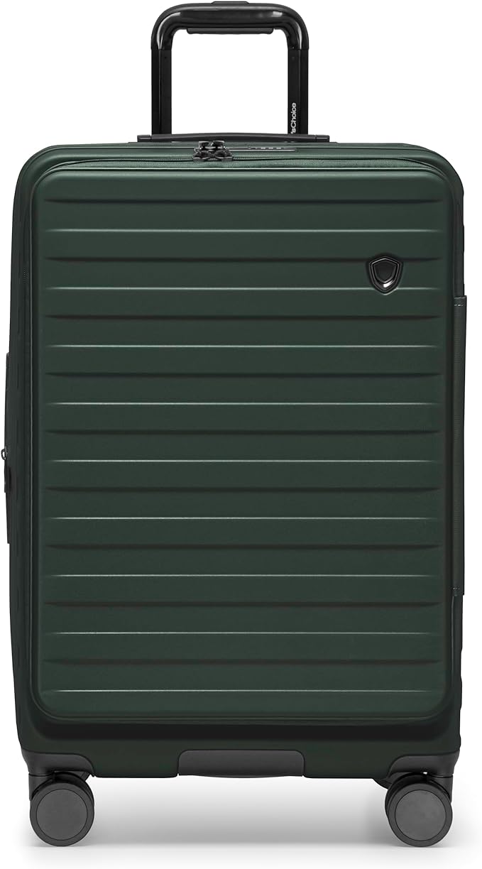 Traveler's Choice Novia Top Opening Expandable Polycarbonate Luggage with Spinner Wheels, Green, 25-Inch Medium
