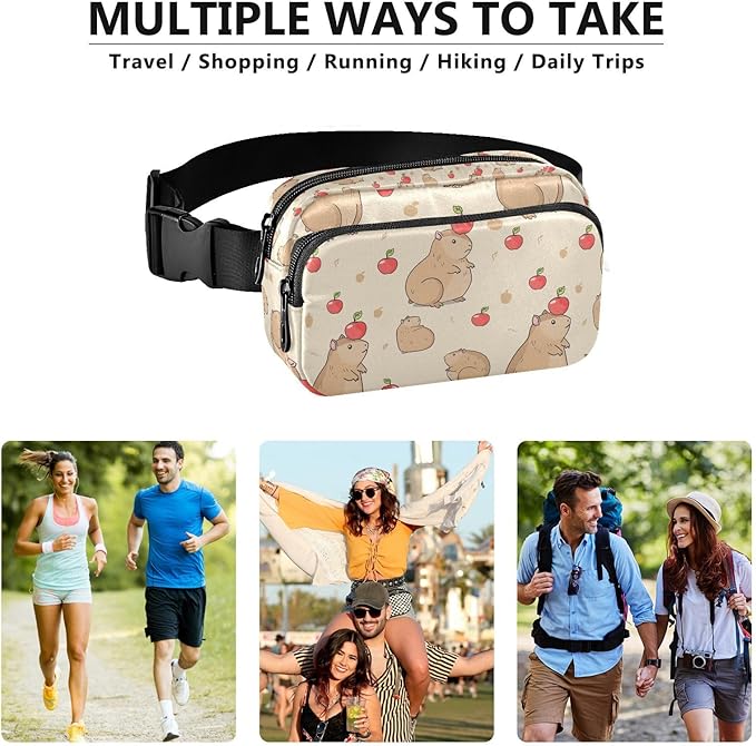 Kawaii Capybara Fanny Pack for Women Men Water Resistant Fashion Waist Packs with Adjustable Strap Belt Bag for Travel Workout Jogging Hiking 21220260