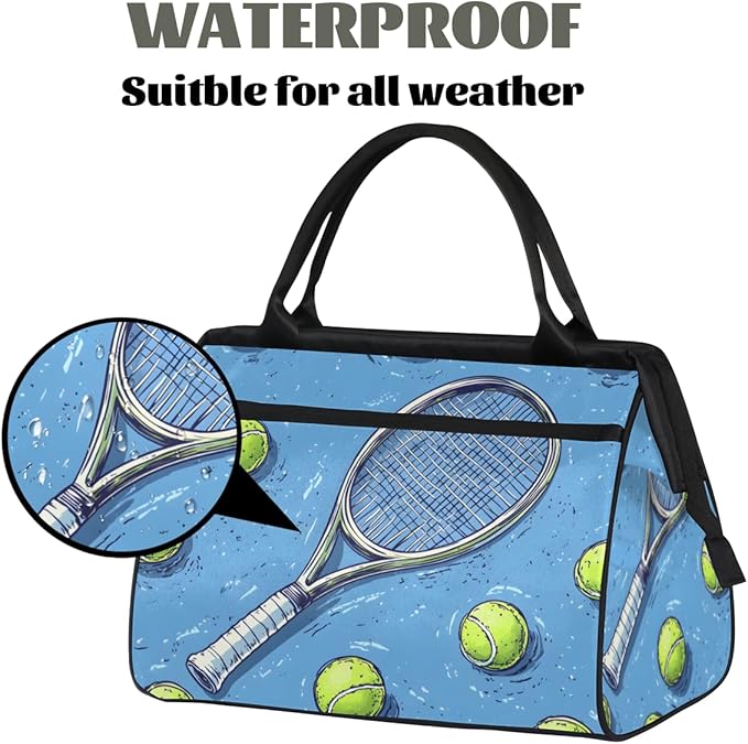 Tennis Overnight Weekender Bag for Women Men Travel Duffel Bags Waterproof Luggage Carry on Sports Yoga Gym Bag