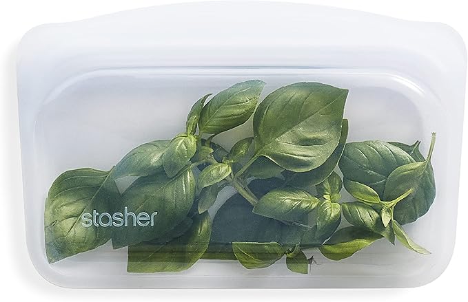 Stasher Silicone Reusable Storage Bag, Freezer Bag, Reusable Snack Bags, Microwave, Dishwasher, Oven Safe, Sous Vide, Premium Lunch Container, Eco Friendly, Food Storage Bag, 12 oz, Clear | Reusable Food Bag