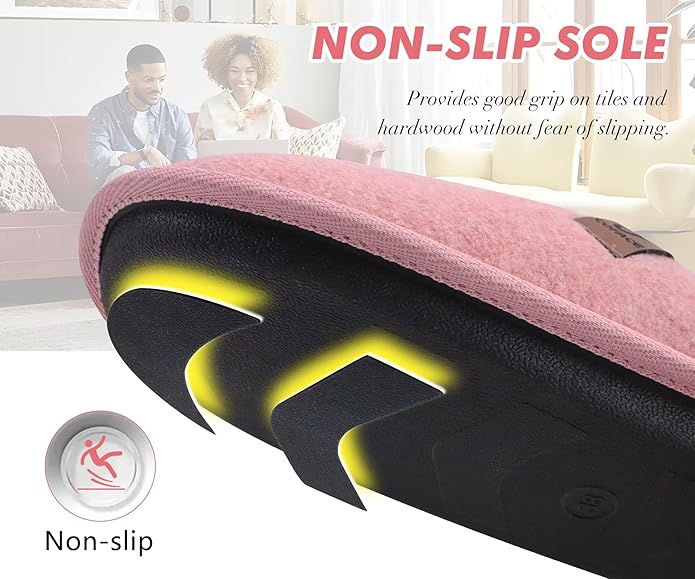 COFACE Unisex Mens Womens Cozy Memory Foam Scuff Slippers Casual Slip On Warm House Shoes Indoor/Outdoor Felt Sandal Slippers Size 4-15
