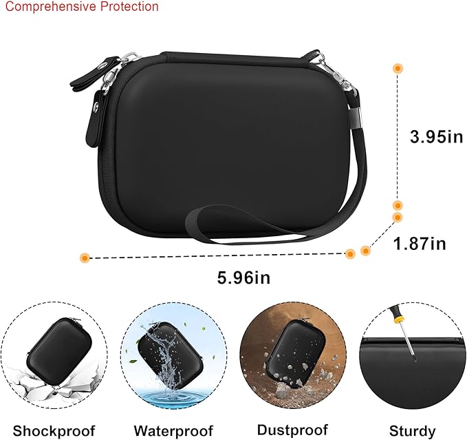 Elonbo Camera Carrying Case for KODAK PIXPRO FZ55 / FZ53 / FZ45 / FZ43 16MP Digital Camera, Vlogging Camera Storage Holder Travel Bag, Mesh Bag Fits Batteries, Cable, Memory Card, Card Reader, Black