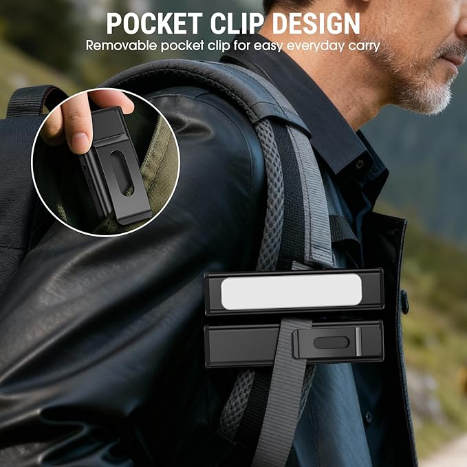 EDC Flat Flashlight Rechargeable, 1200 Lumens USB-C Pocket Flashlight with Clip, 9 Modes Magnetic Waterproof Small Flash Light for Camping, Work, Repair & Emergencies (Black, 2PCS)