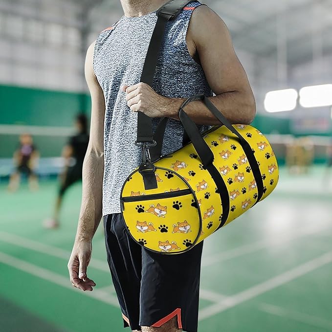 Gym Sports Travel Workout Bag Cute Shiba Inu Glasses Dog Dance Yoga Gymnastics Bag Basketball Football Weekender Bags for Men Women