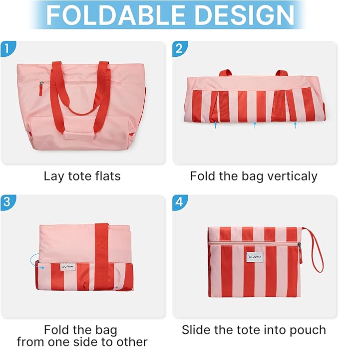 G4Free Beach Bag,Waterproof Beach Tote Pool Bags for Women,Compatible with Stanley Cup,Foldablefor Weekender Travel
