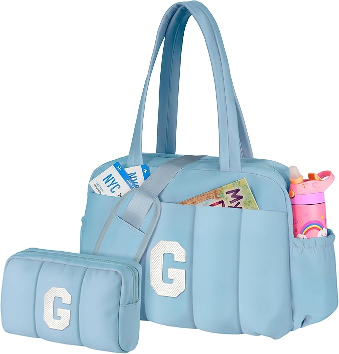Gifts for 12 Year Old Girls-Duffle Bag, Weekender Bags for Girl，Teenage Girl Gifts-Initial Overnight Bag with Wet Pocket，Lightweight Dance Bags Personalized Gymnastics bag with Makeup Pouch