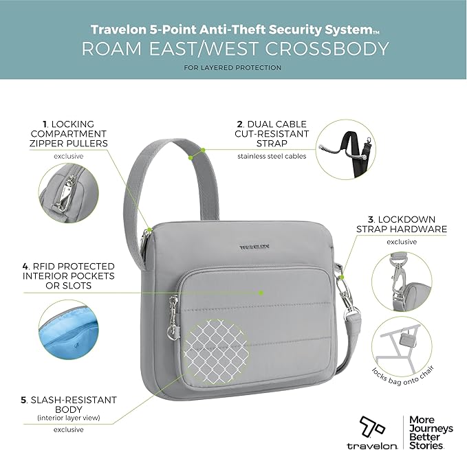 Travelon Unisex Adult Travelon Anti-theft Roam East/West Crossbody