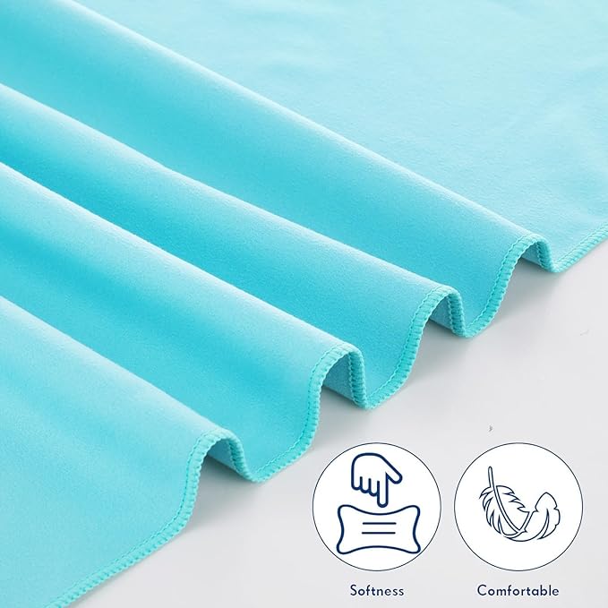 Oudain 6 Pieces Quick Dry Travel Towel Bulk, Microfiber Beach Towel with Bag Compact Soft Trip Towel Lightweight Adults Towel for Camping, Gym Beach Swimming Yoga, 20 x 39 Inches(Bright Color)