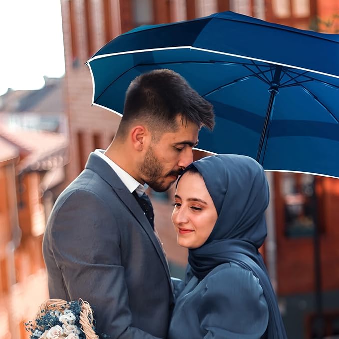 MRTLLOA 42/49 Inch Compact Travel Essentials Umbrella for Rain, Lightweight, Portable, Automatic, Strong, Waterproof Folding Umbrellas for Women, Men and Teenagers
