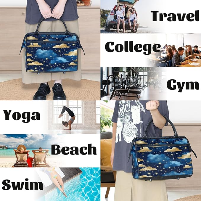 Clouds Overnight Weekender Bag for Women Men Travel Duffel Bags Waterproof Luggage Carry on Sports Yoga Gym Bag