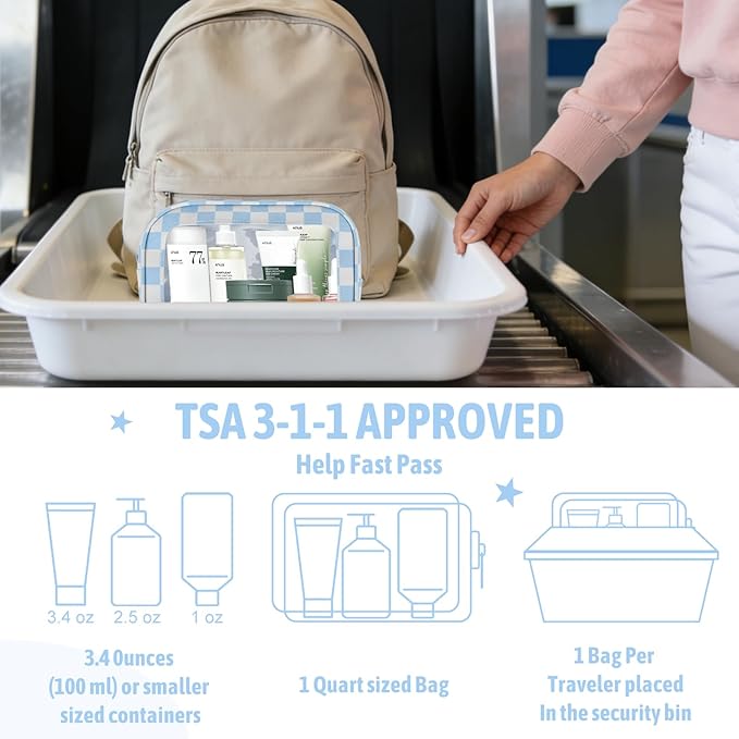 5PCS Diaper Bag Organizer Pouch Set, TSA Approved Toiletry Bag，Clear Waterproof TPU Makeup Bag Set Travel Organizer Bags for Women and Kids