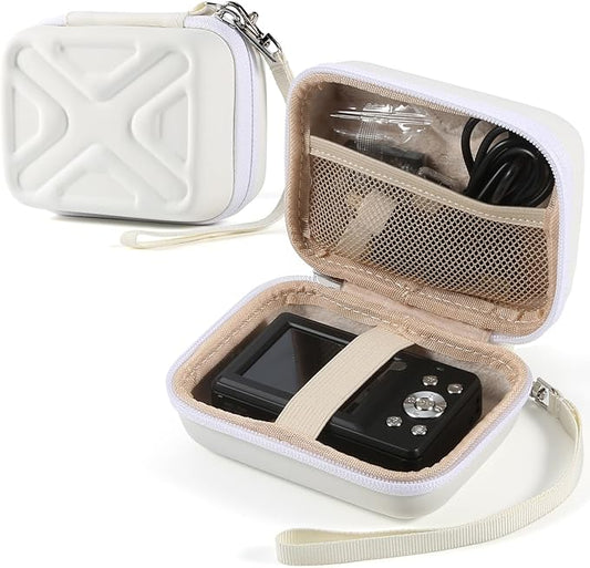 Camera Case for AbergBest 21 Mega Pixels 2.7" LCD Rechargeable HD/Kodak Pixpro/Canon PowerShot ELPH 180/190/Sony DSCW800/DSCW830 Cameras, Travel Carrying Protective Case for Digital Camera - White